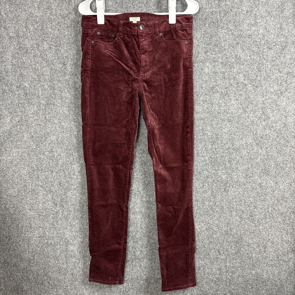 J.CREW Pants Womens Size 28 Plum Burgundy Velvet Skinny Fall Winter Staple